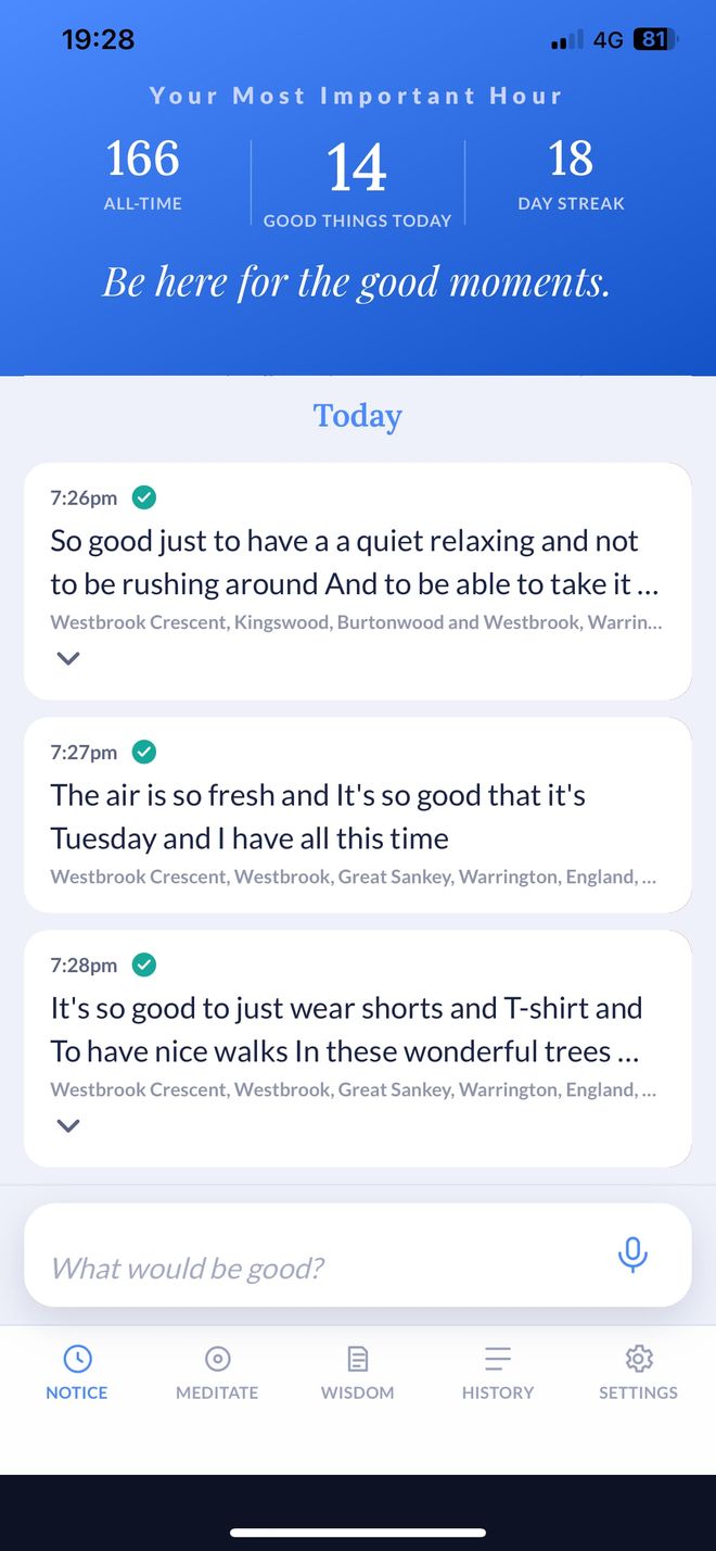 Notice screen from The Most Important App