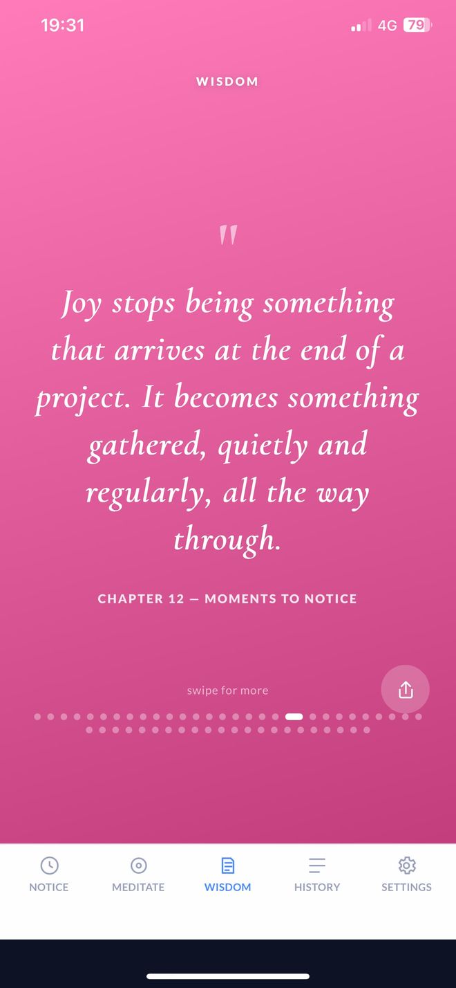 Wisdom screen from The Most Important App